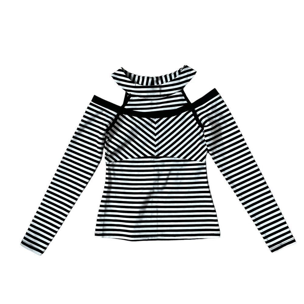 Black and White Striped Bebe Top Size XS